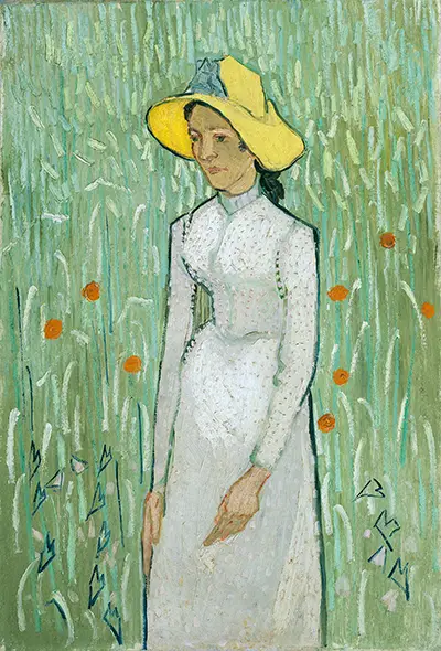 Junges Mädchen, vor einem Weizenfeld stehend Vincent van Gogh
